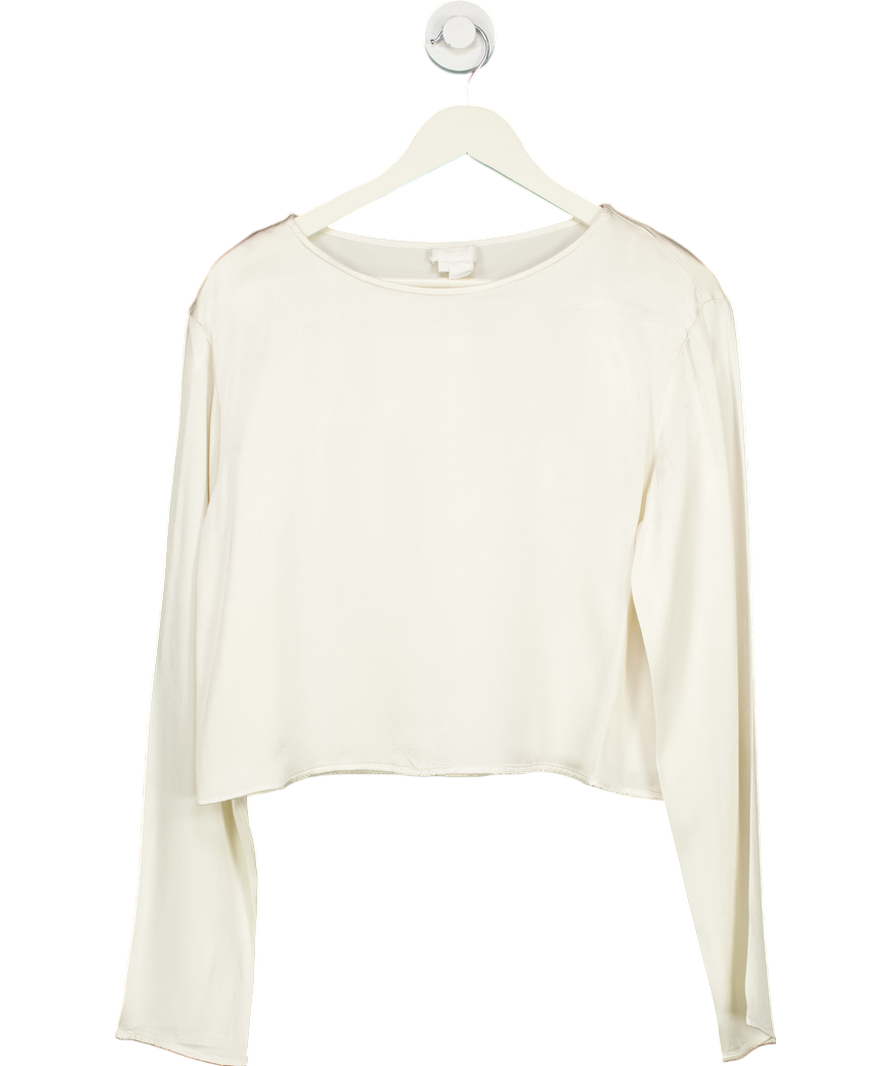 Ghost Studio Cream Long Sleeve Satin Top UK XS