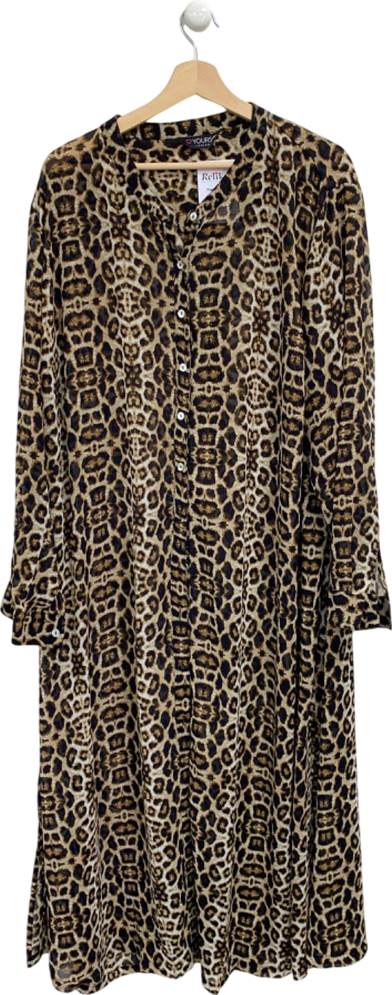 Yours Multicoloured Leopard Print Buttoned Maxi Dress UK 26/28