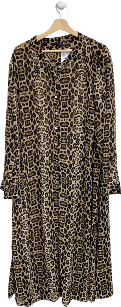 Yours Multicoloured Leopard Print Buttoned Maxi Dress UK 26/28