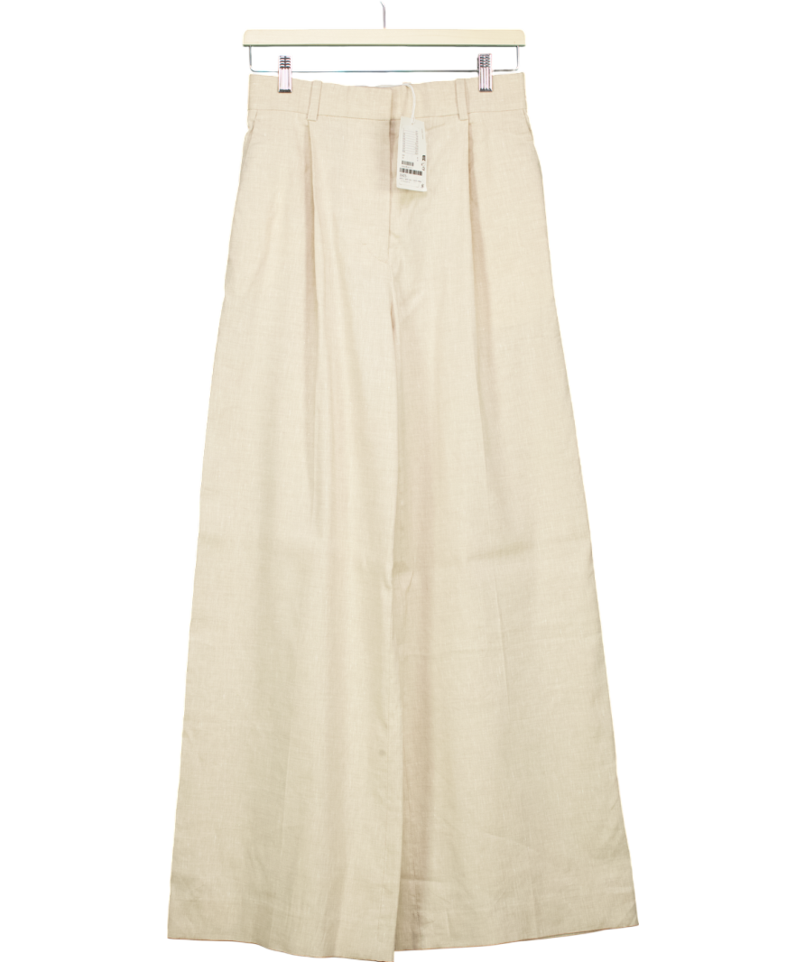 cos Beige Relaxed Tailored Linen Trousers UK 10