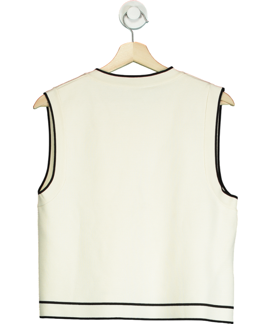MANGO Cream Knitted Waistcoat With Contrast Piping UK L