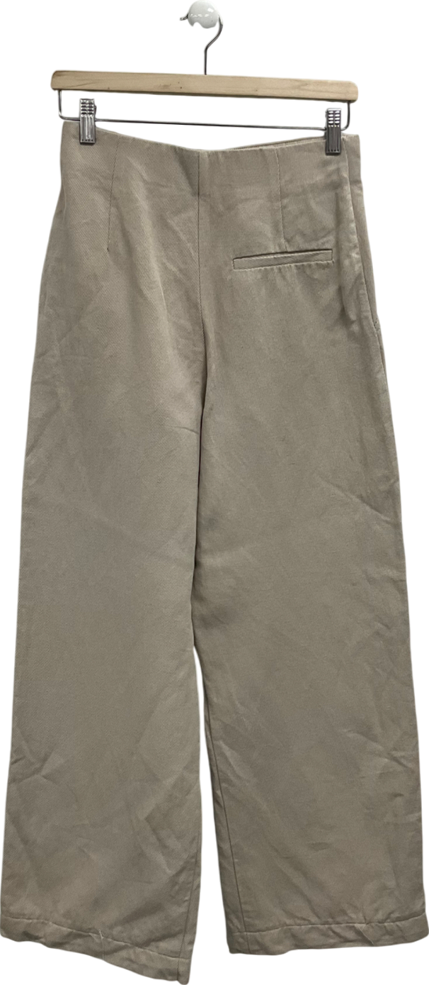 ZARA Beige Wide Leg Trousers UK S