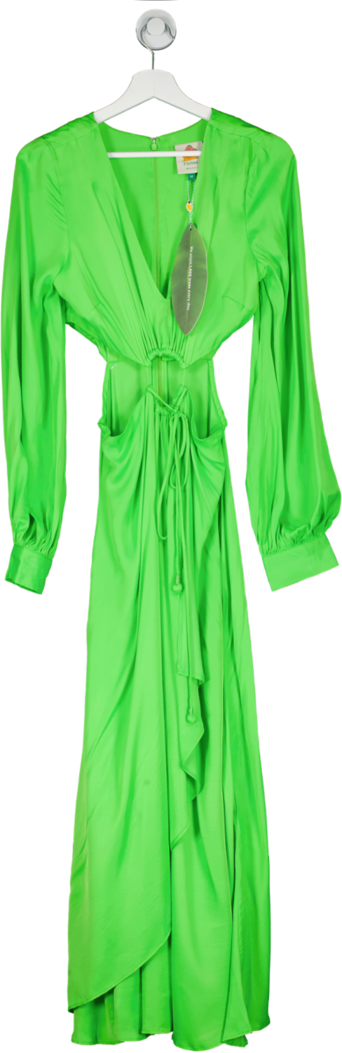 FARM RIO Lime Green Cut Out Long Sleeve Maxi Dress UK M