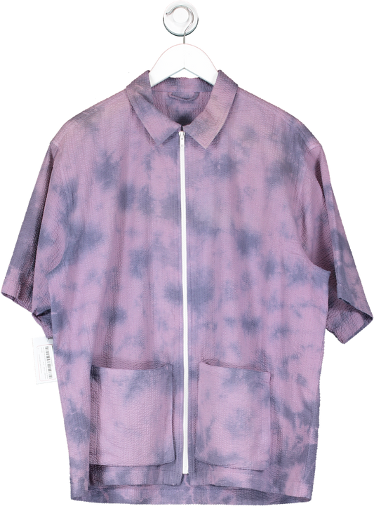 Purple Textured Double Pocket Zip Shirt UK M