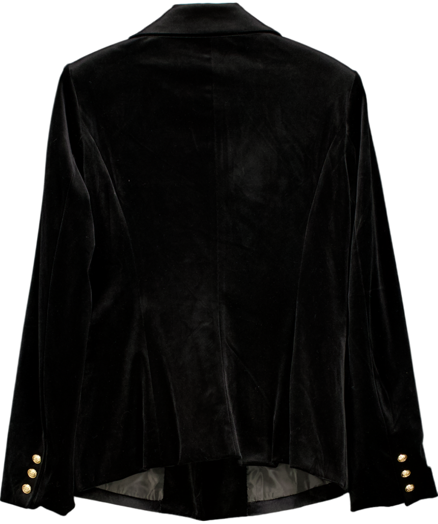 Choklate Black Gabrielle Velvet Double Breasted Blazer UK 14