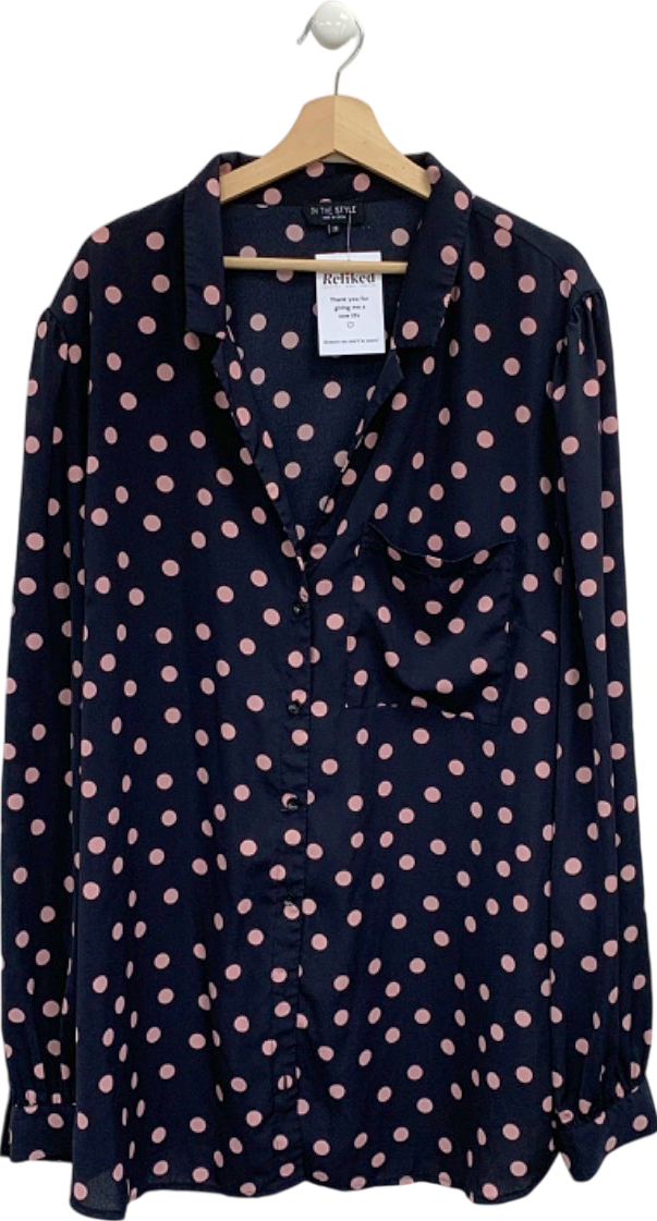 In The Style Black and Pink Polka Dot Button-Up Shirt UK 28