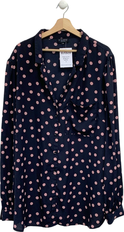 In The Style Black and Pink Polka Dot Button-Up Shirt UK 28