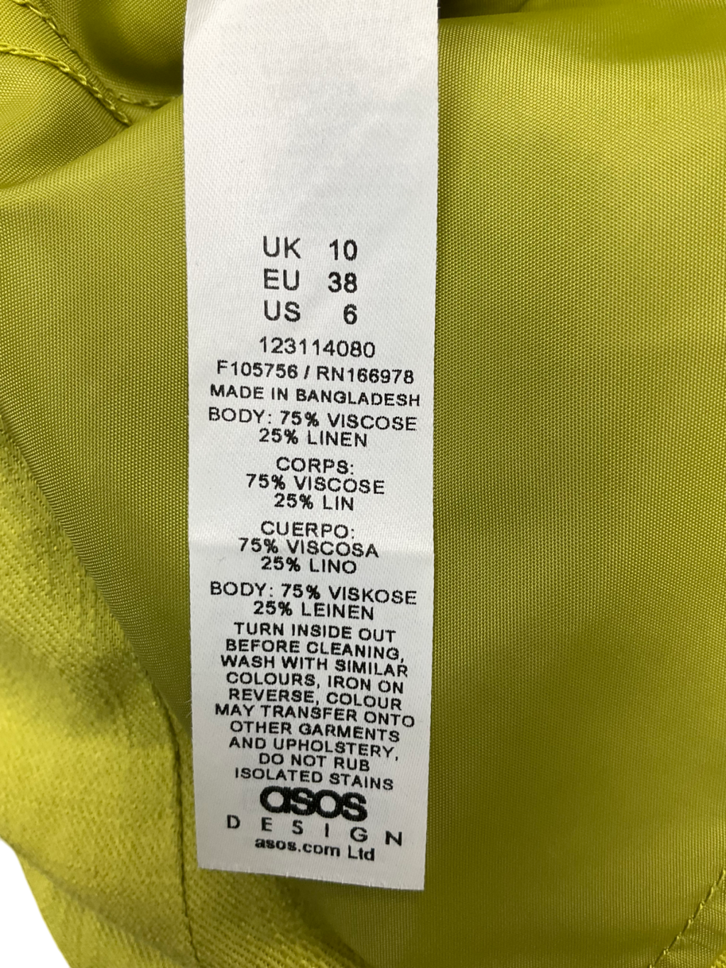 ASOS Green Linen Blend Pleated Shorts UK 10