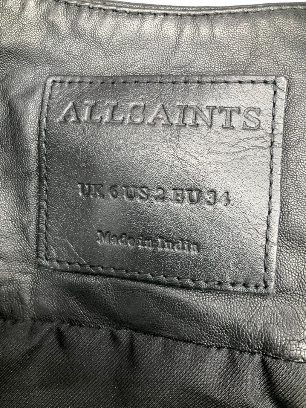 All Saints Black Arla Lea Leather Waistcoat UK 6