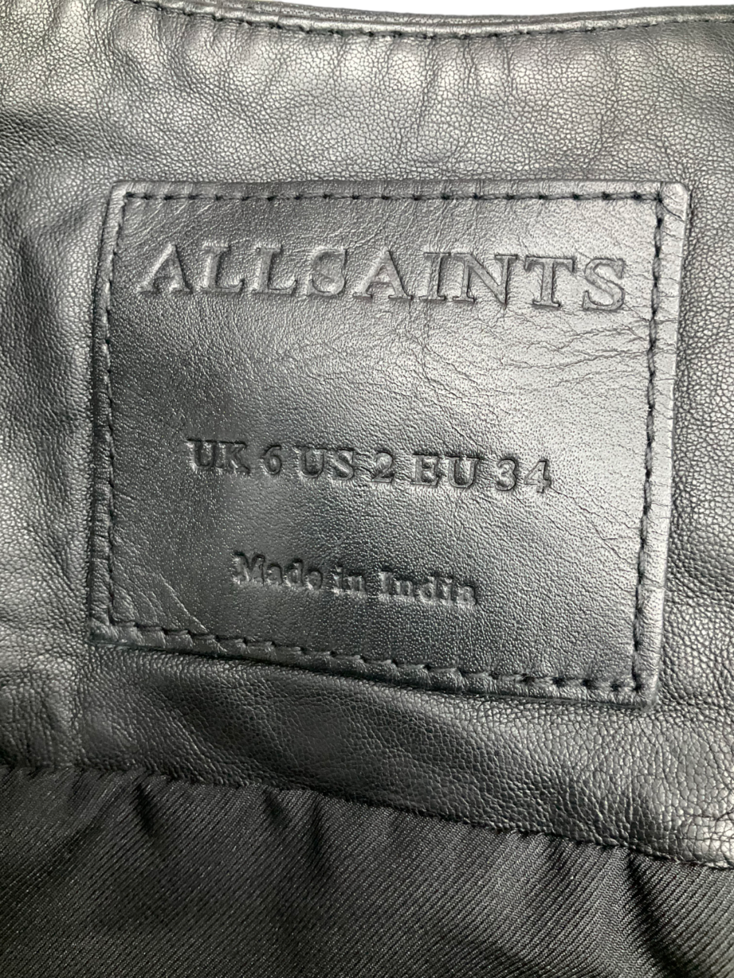 All Saints Black Arla Lea Leather Waistcoat UK 6