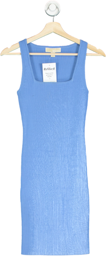 Michael Kors Blue Ribbed Stretch Knit Tank Dress UK XS