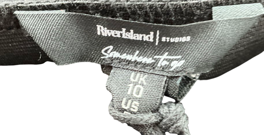 River Island Black Wide Leg Bandeau Diamanté Detailed Jumpsuit UK 10