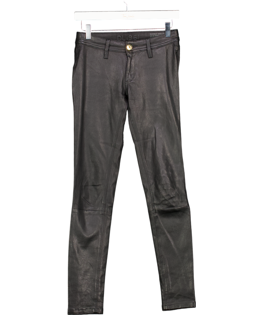 DL1961 Black Hazel Butter Soft Real Leather Skinny Jeans W25