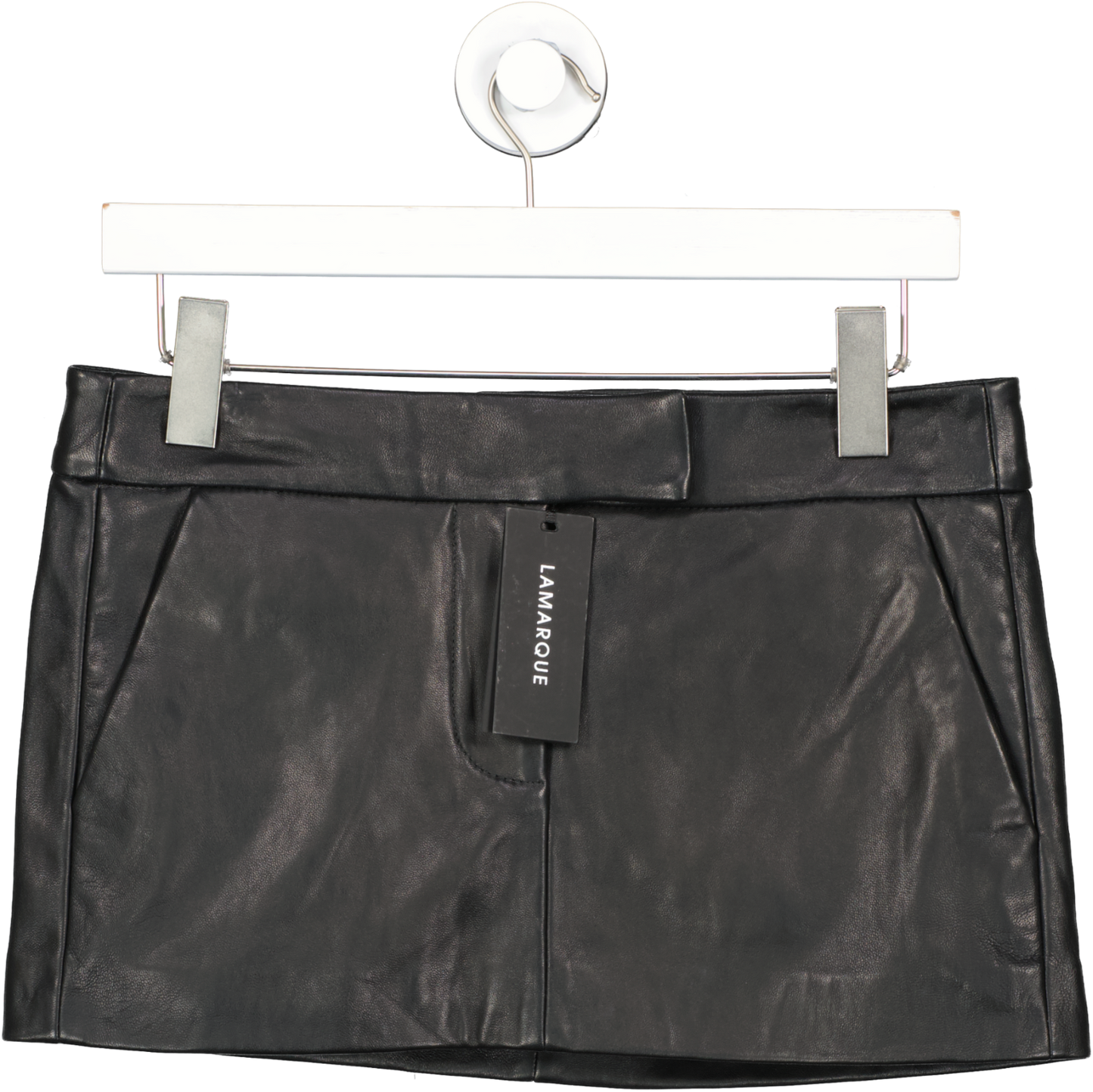 Lamarque Black Inaya Leather Micro Mini Skirt UK XS