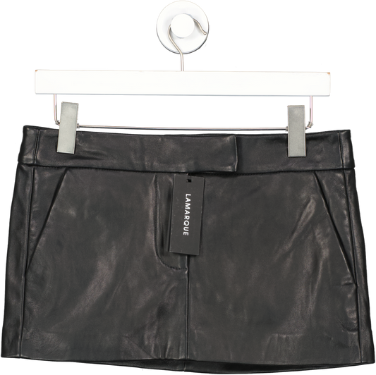 Lamarque Black Inaya Leather Micro Mini Skirt UK XS