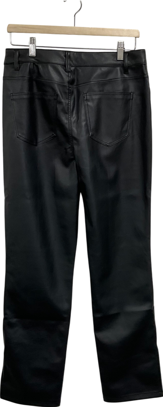 Very Black Faux Leather Split Hem Trousers UK 14