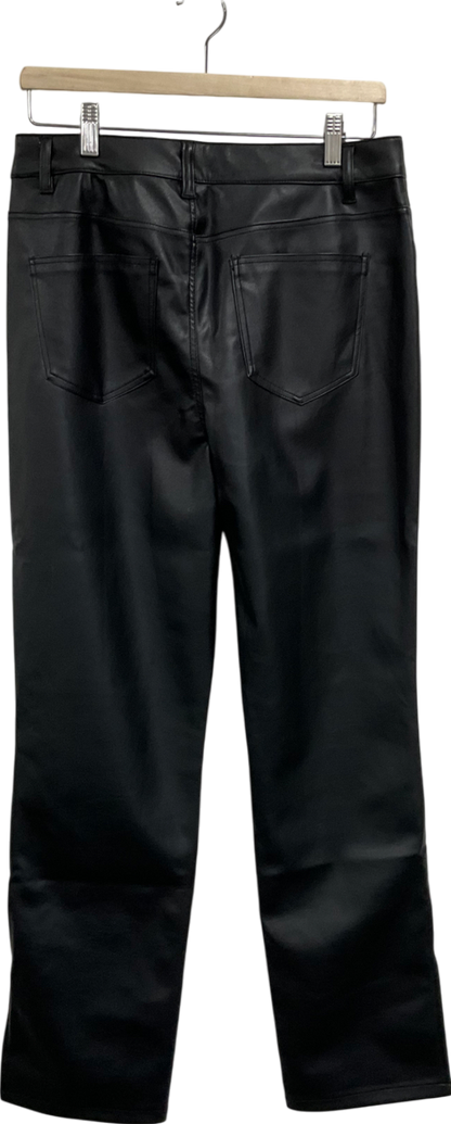 Very Black Faux Leather Split Hem Trousers UK 14