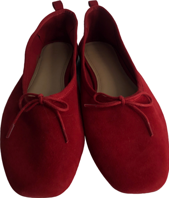 H&M Red Leather Ballet Pumps UK 7 EU 40 👠