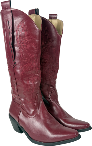 DIA STUDIOS Red Blair Burgundy Cowboy Boots UK 6 EU 39
