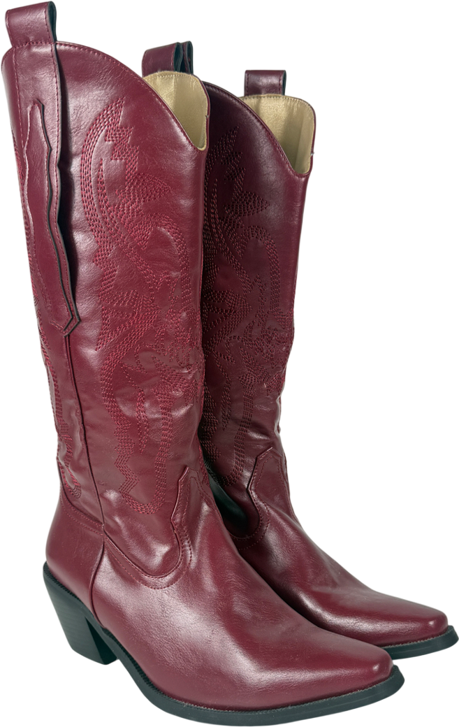 DIA STUDIOS Red Blair Burgundy Cowboy Boots UK 6 EU 39