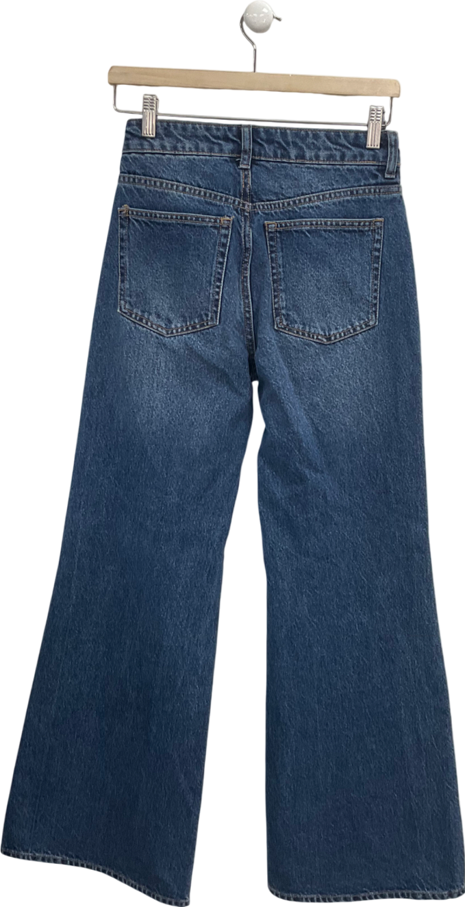 H&M Blue High Rise Wide Leg Jeans UK 4