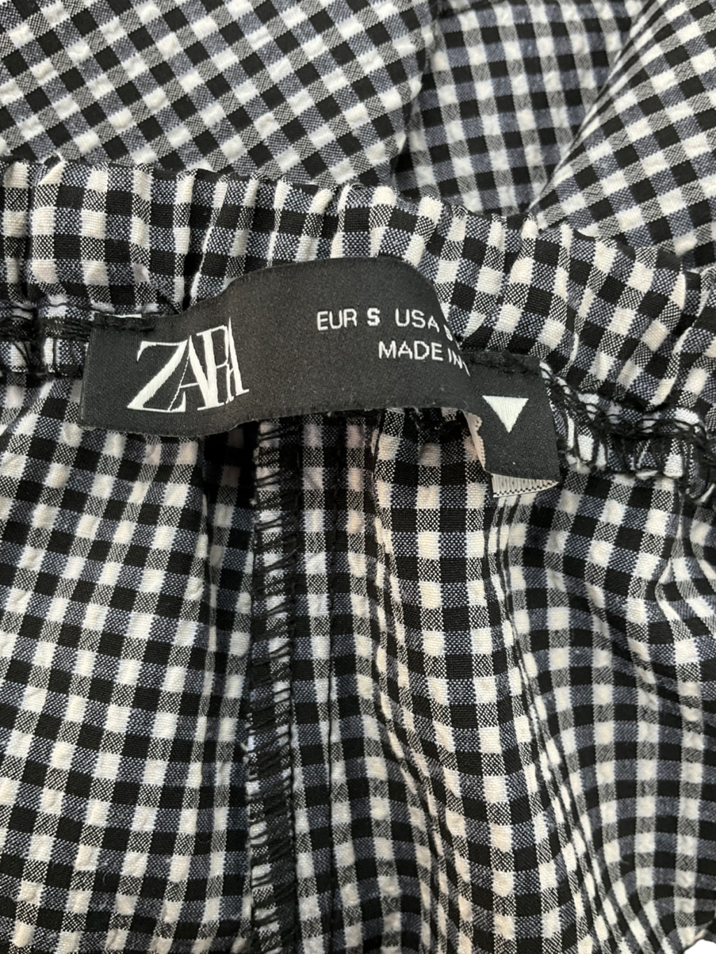 ZARA Black Check Shorts With Ties UK S