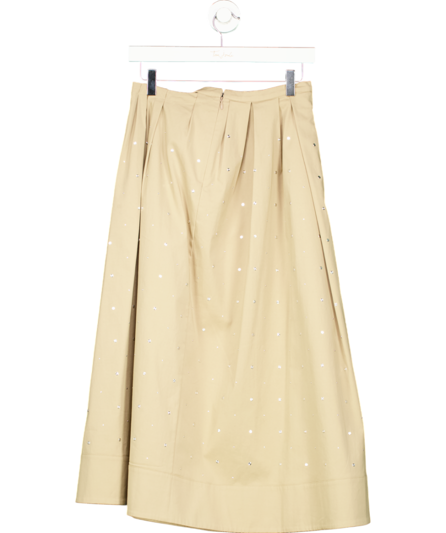 Maje Beige Long Studded Cotton Skirt UK 8