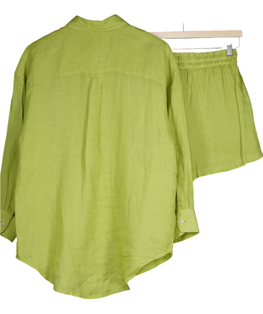 Next Khaki Linen Shirt And Shorts Set UK 8