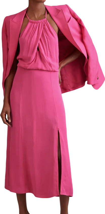 REISS Pink Elliana Drape Front Midi Dress BNWT UK 6