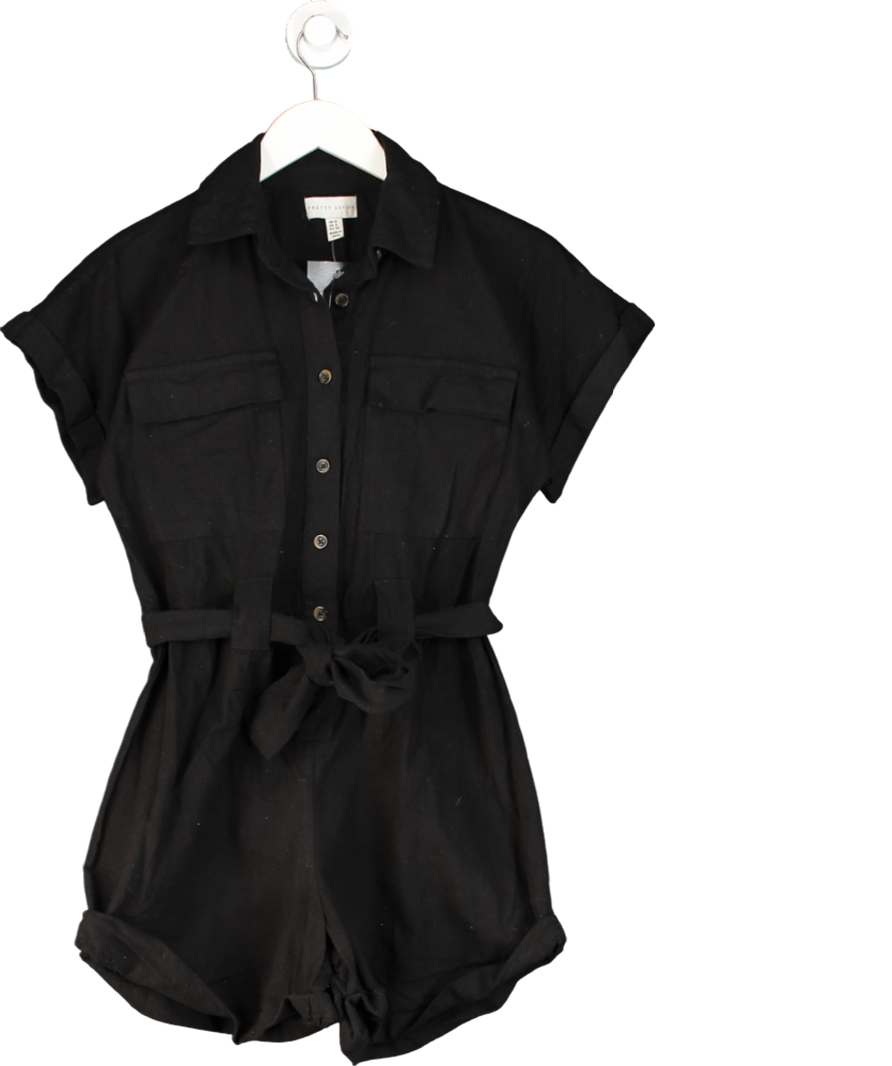 PRETTY LAVISH Black Anica Utility Playsuit UK 6