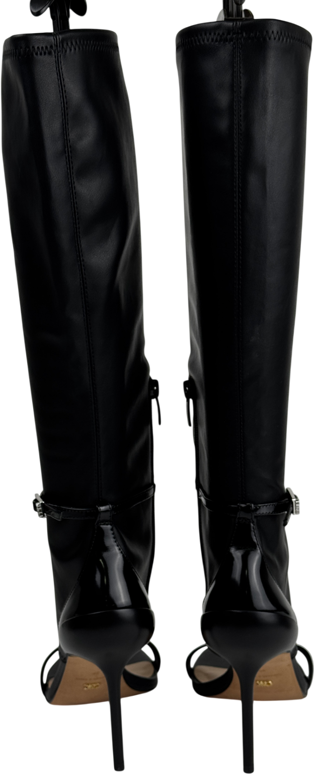 CHARLES & KEITH Black Gabriel Leather Stiletto-heel Boot Sandals UK 6 EU 39 👠