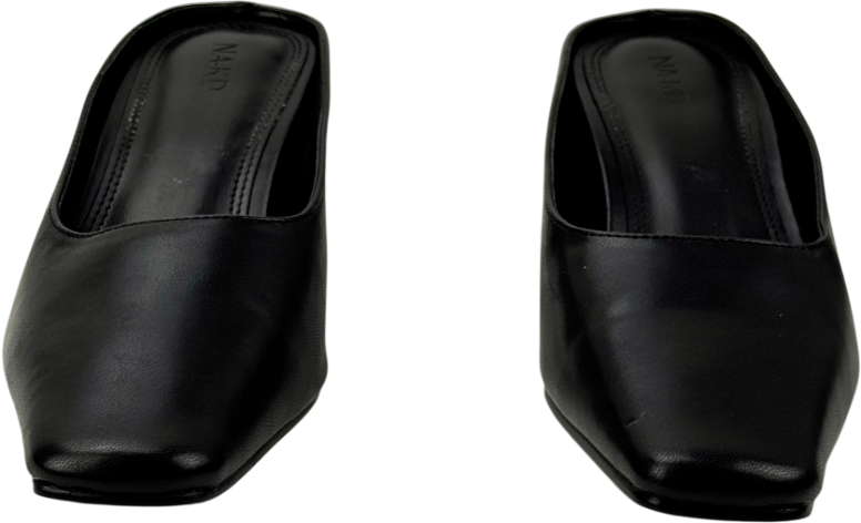 NA-KD Black Squared Toe Mules UK 4 EU 37 👠
