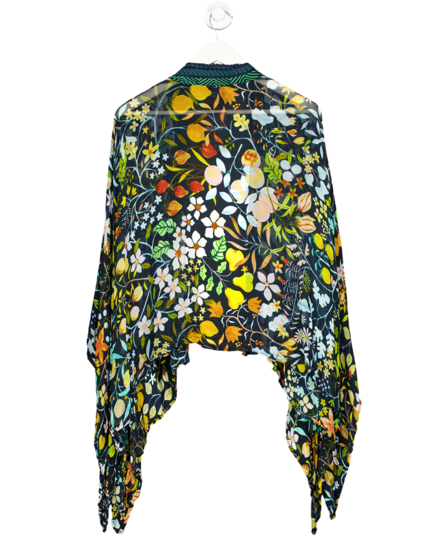 Vismaya Blue Floral Sheer Kimono One Size