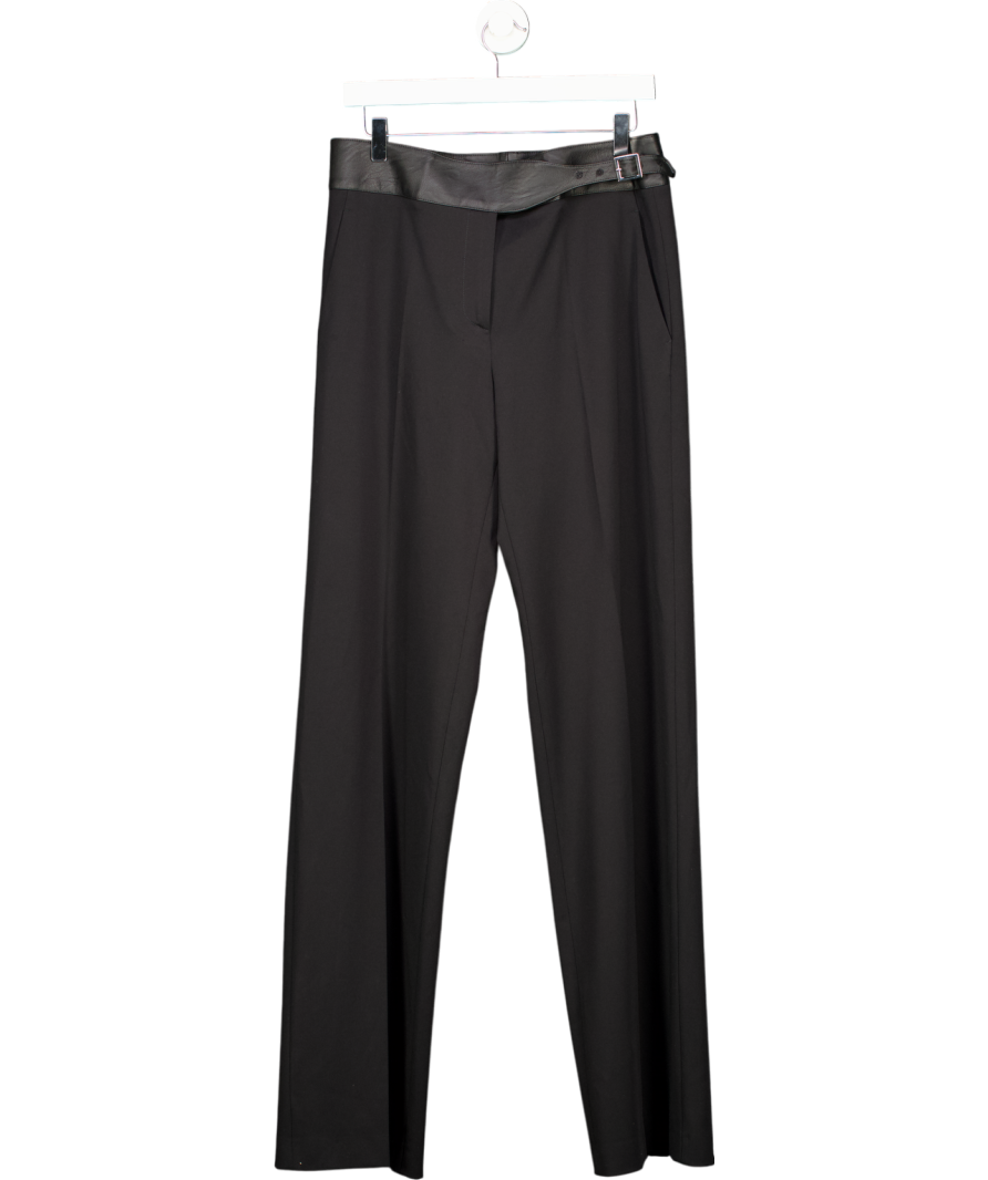 Liviana Conti Black Trousers With Eco-leather Waistband UK 12