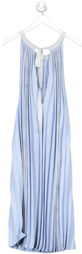 Misirli 1951 Blue Pleated Metallic Knit Dress UK 10
