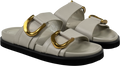 CHARLES & KEITH Gabine Buckled Leather Slides - Chalk Grey UK 6 EU 39 👠
