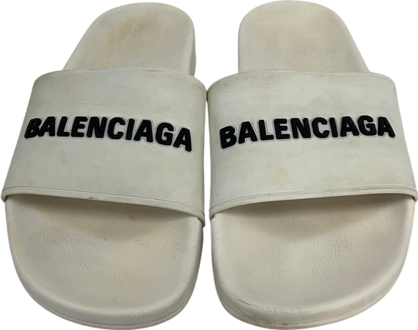 Balenciaga White Pool Sliders UK 8 EU 41 👠