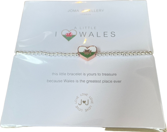 Joma Jewellery Silver A Little 'i Love Wales' Welsh Bracelet One Size