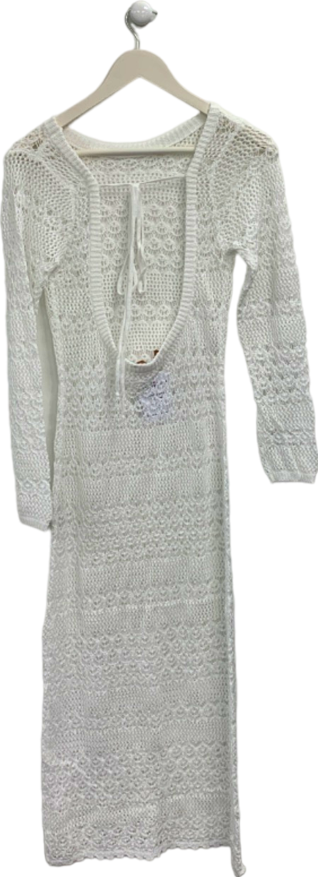 AlwaysOnHoliday White Crochet Knit Swim Cover Up M