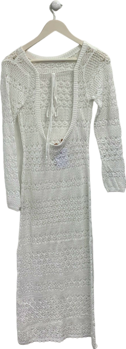 AlwaysOnHoliday White Crochet Knit Swim Cover Up M