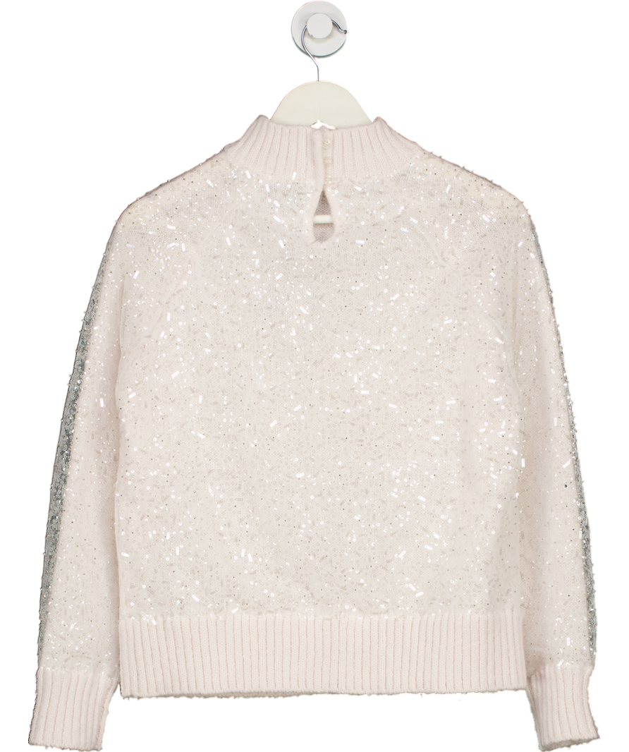 River Island Cream High Neck Sparkle Jumper UK XS