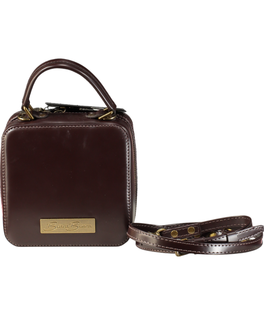 Beara Beara Brown Leather "the Meg" Minimalist Box Style Handbag One Size