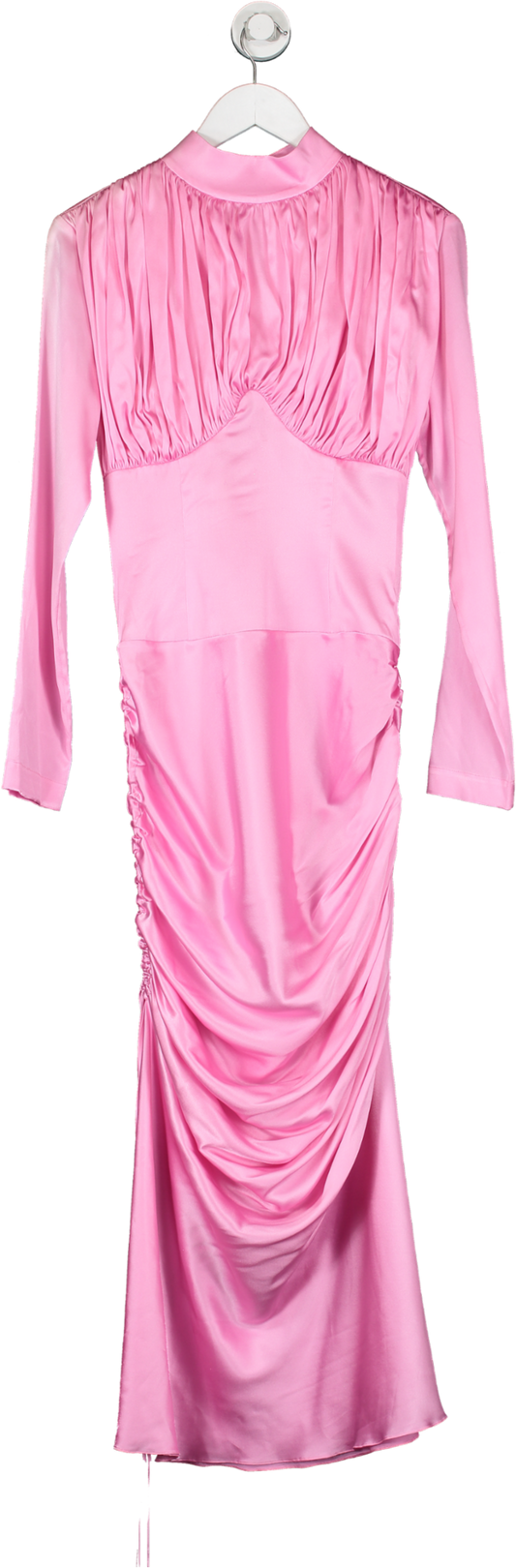 Materiel Pink Silk Blend Long Sleeve Dress With Ruched Side UK 8