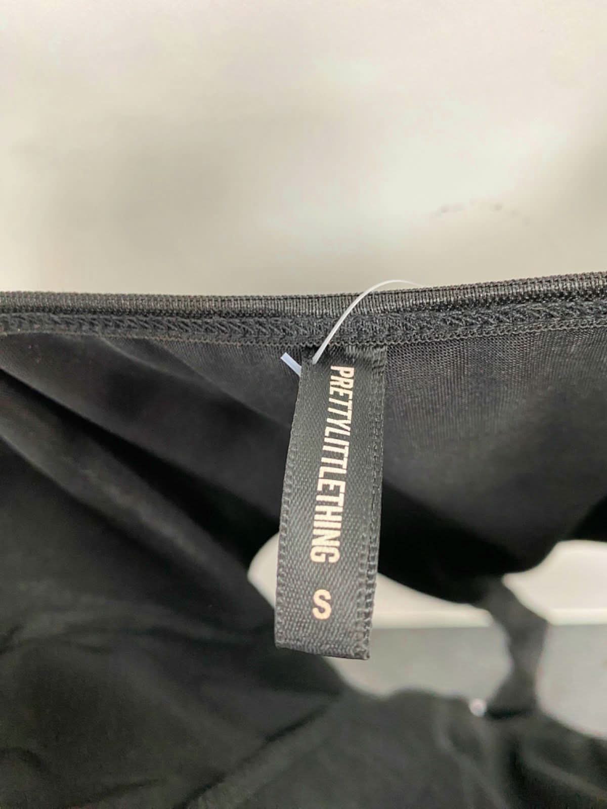 PrettyLittleThing Black Satin Lace Bodysuit UK S