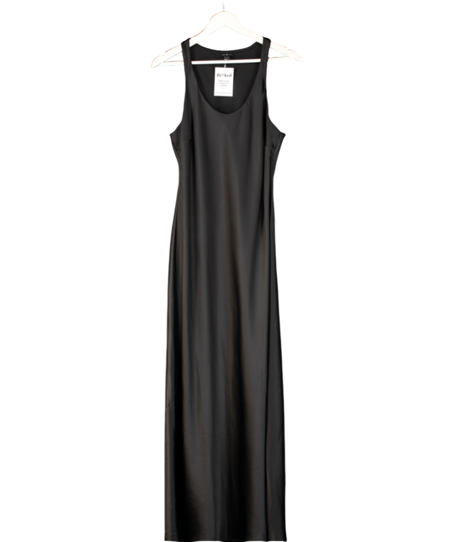 River Island Black Satin Scoop Neck Maxi Dress UK 14