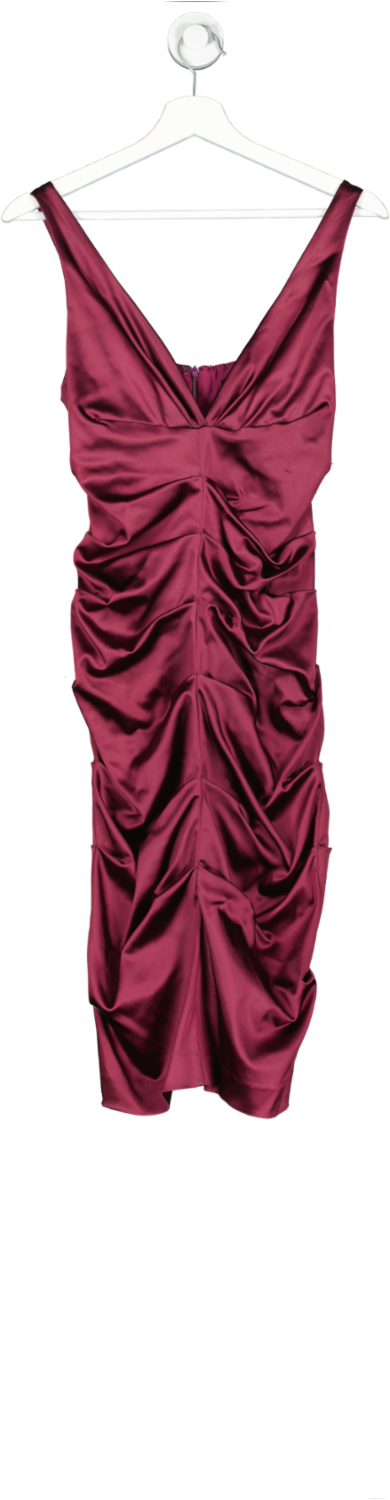 Nicole Miller Red Ruched Midi Dress UK 10