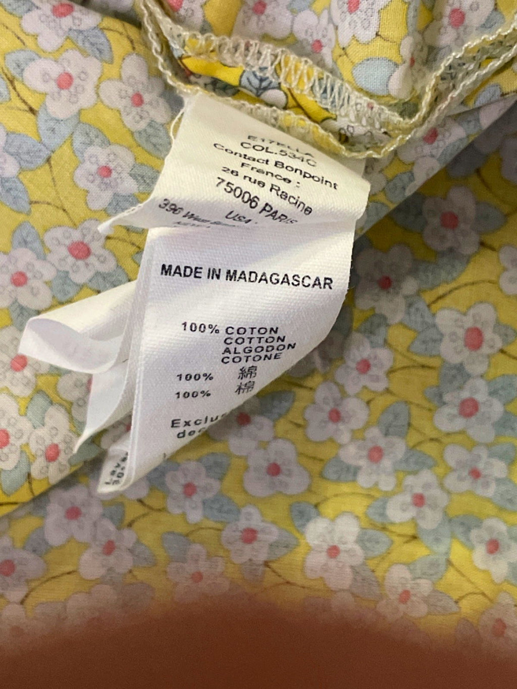 Bonpoint Yellow Floral Smocked Top 8 Years