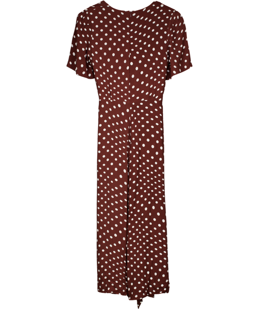 Alexa Chung Brown Vivian Polka-dot Midi Dress UK 12