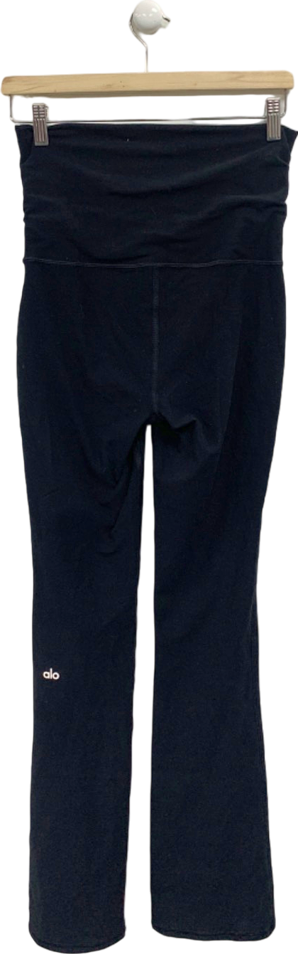 Alo Black Low-Rise Foldover Bootcut Legging UK XS