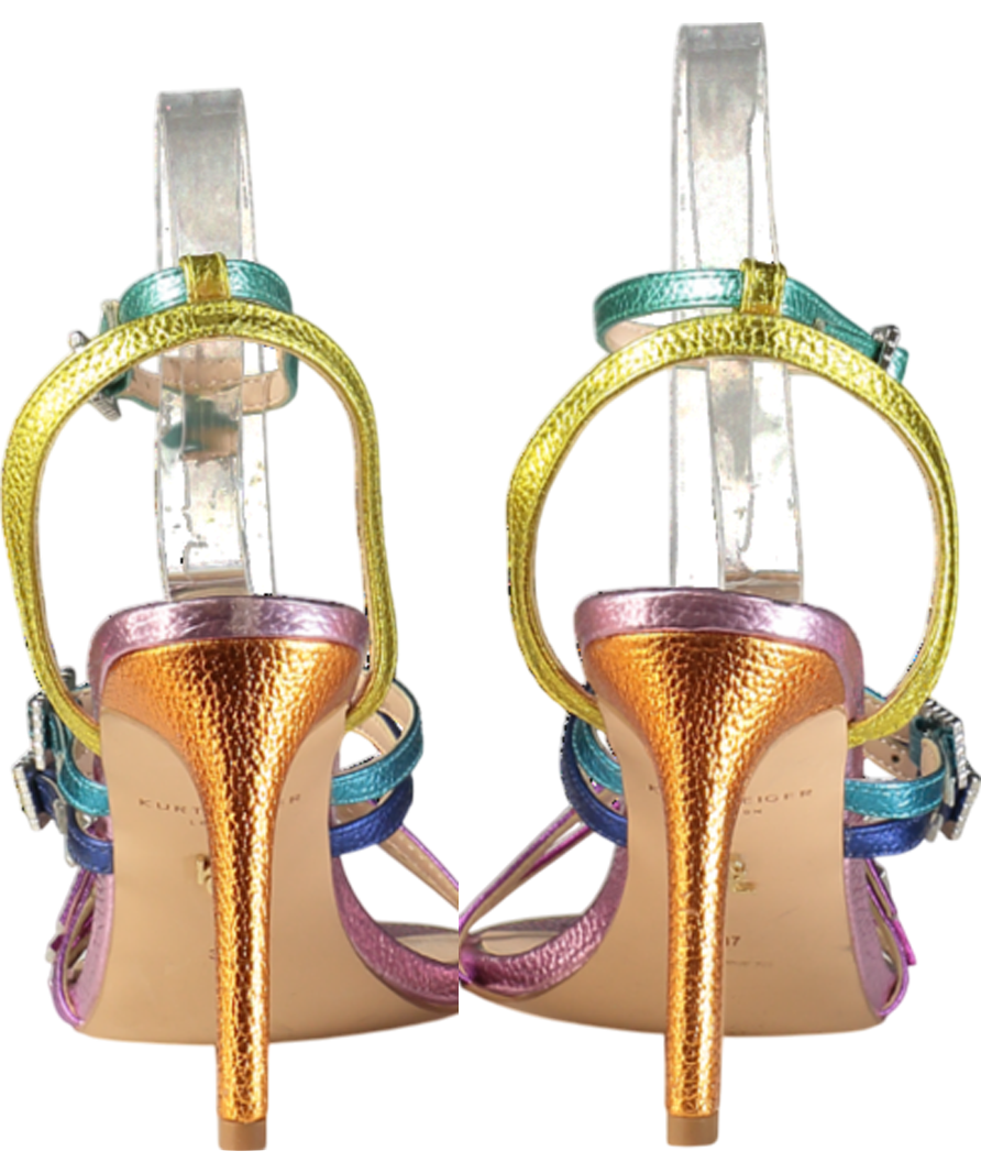 Kurt Geiger Multicoloured Pierra Rainbow Leather Heeled Sandals UK 4 EU 37 👠